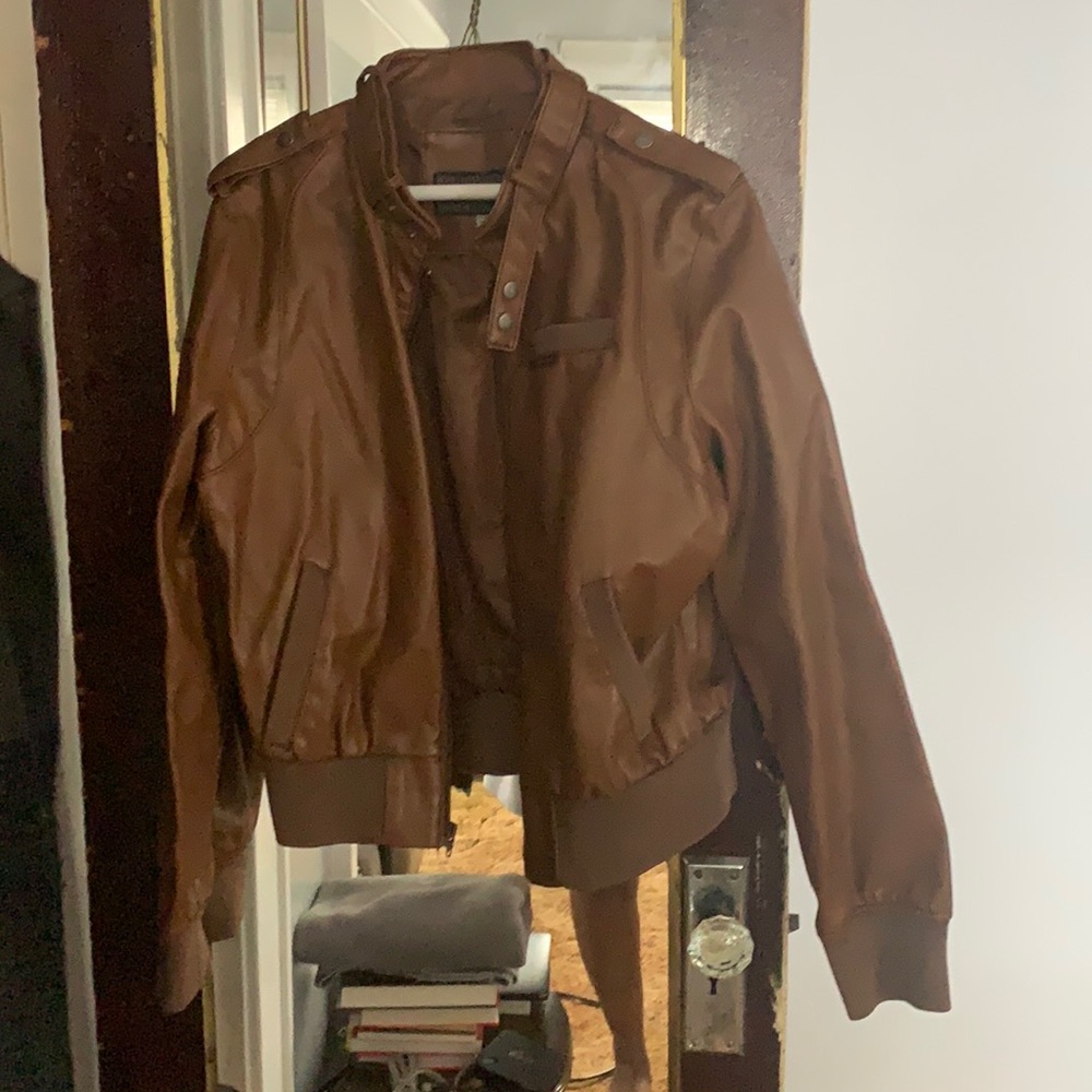 Faux leather bomber jacket